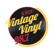 KRQU Vintage Vinyl 98.7 FM logo